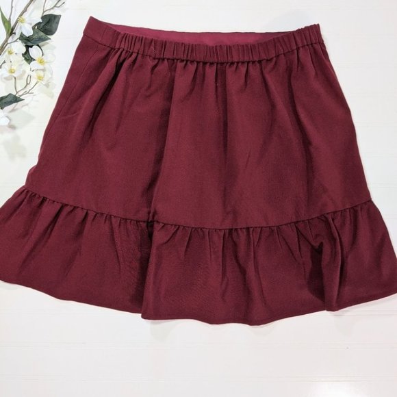 J. Crew Mercantile Burgundy Peplum Skirt - Picture 3 of 5